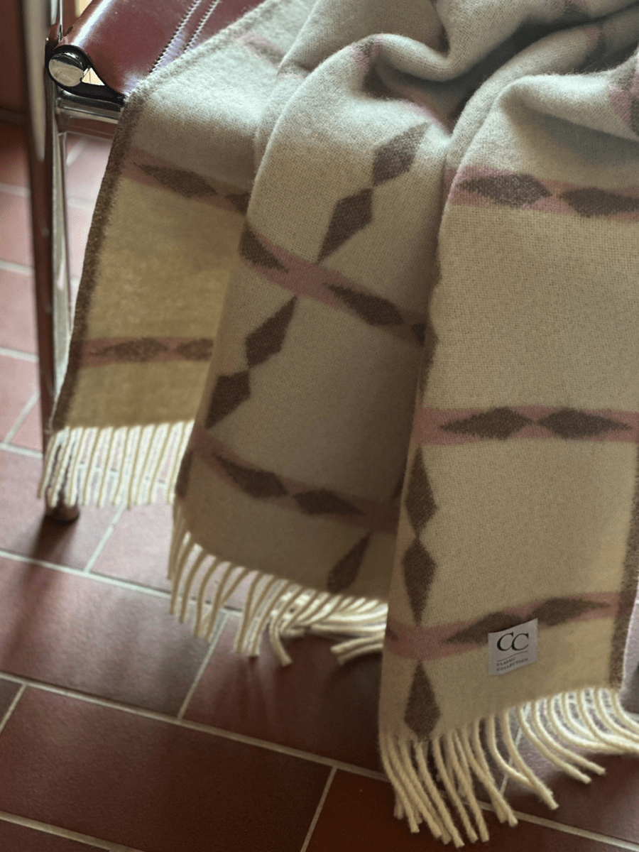WOOL PLAID, TILE PINK, NEW ZEALAND WOOL, 130 x 180 CM