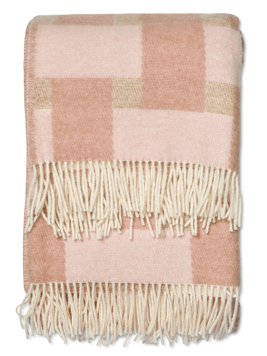 WOOL PLAID, WEAVE PINK, NEW ZEALAND WOOL, 130 x 180 CM