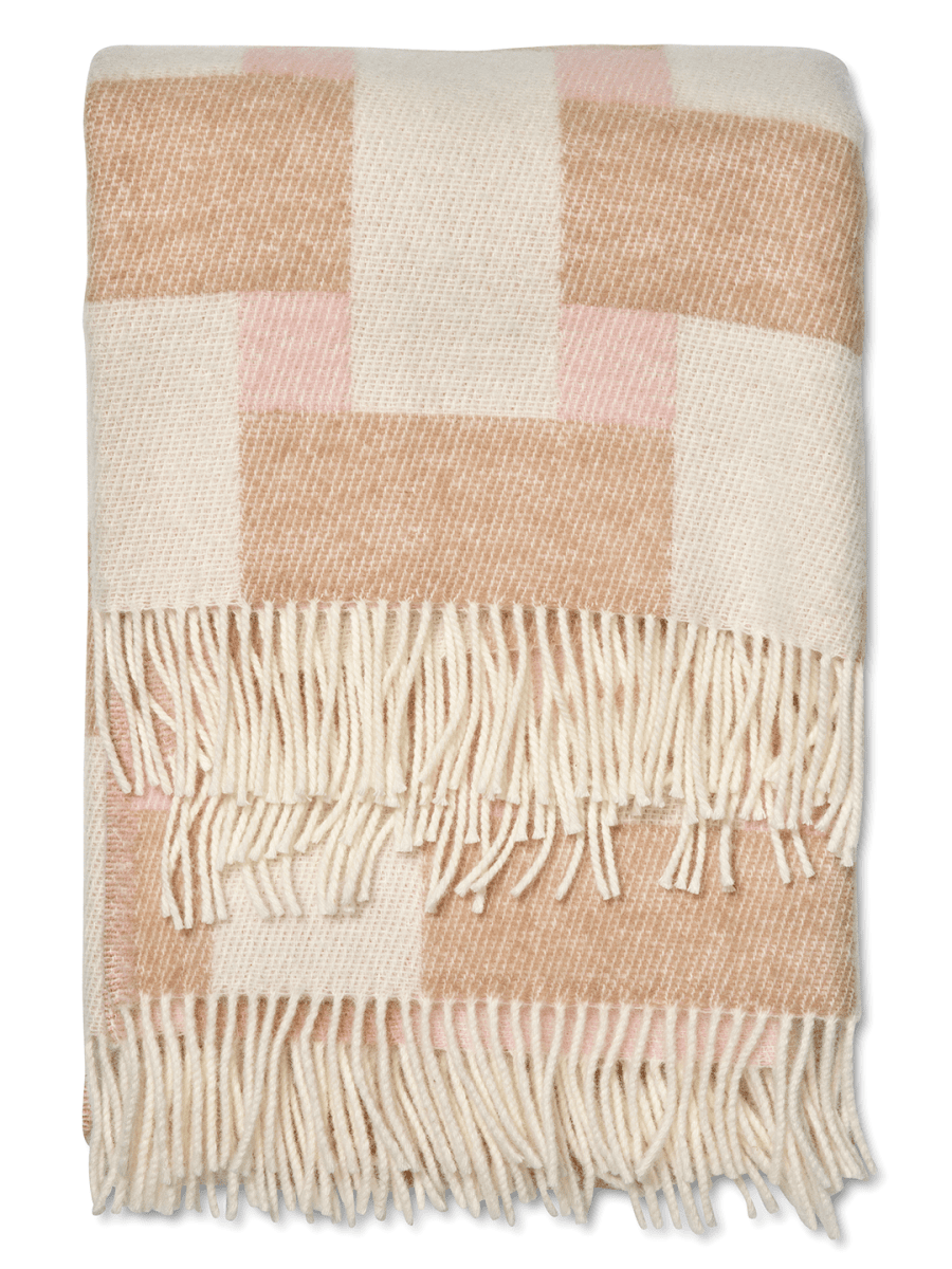 WOOL PLAID, WEAVE PINK, NEW ZEALAND WOOL, 130 x 180 CM
