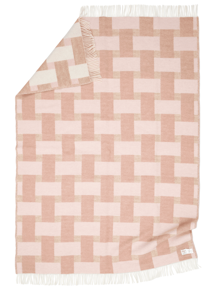 WOOL PLAID, WEAVE PINK, NEW ZEALAND WOOL, 130 x 180 CM