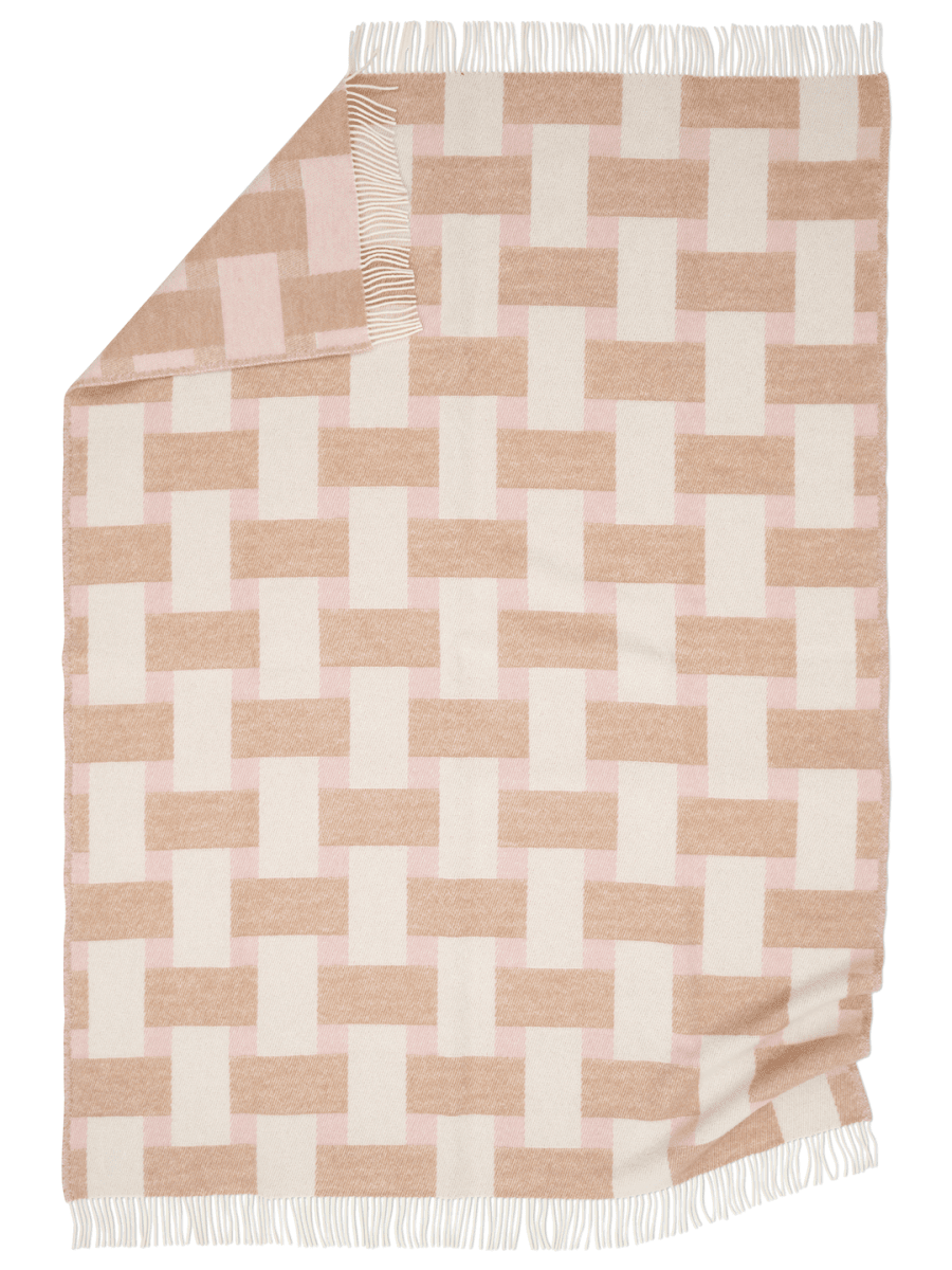WOOL PLAID, WEAVE PINK, NEW ZEALAND WOOL, 130 x 180 CM