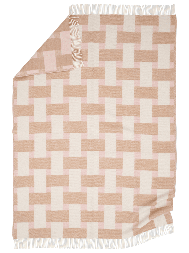WOOL THROW, WEAVE PINK, NEW ZEALAND WOOL, 130 x 180 CM