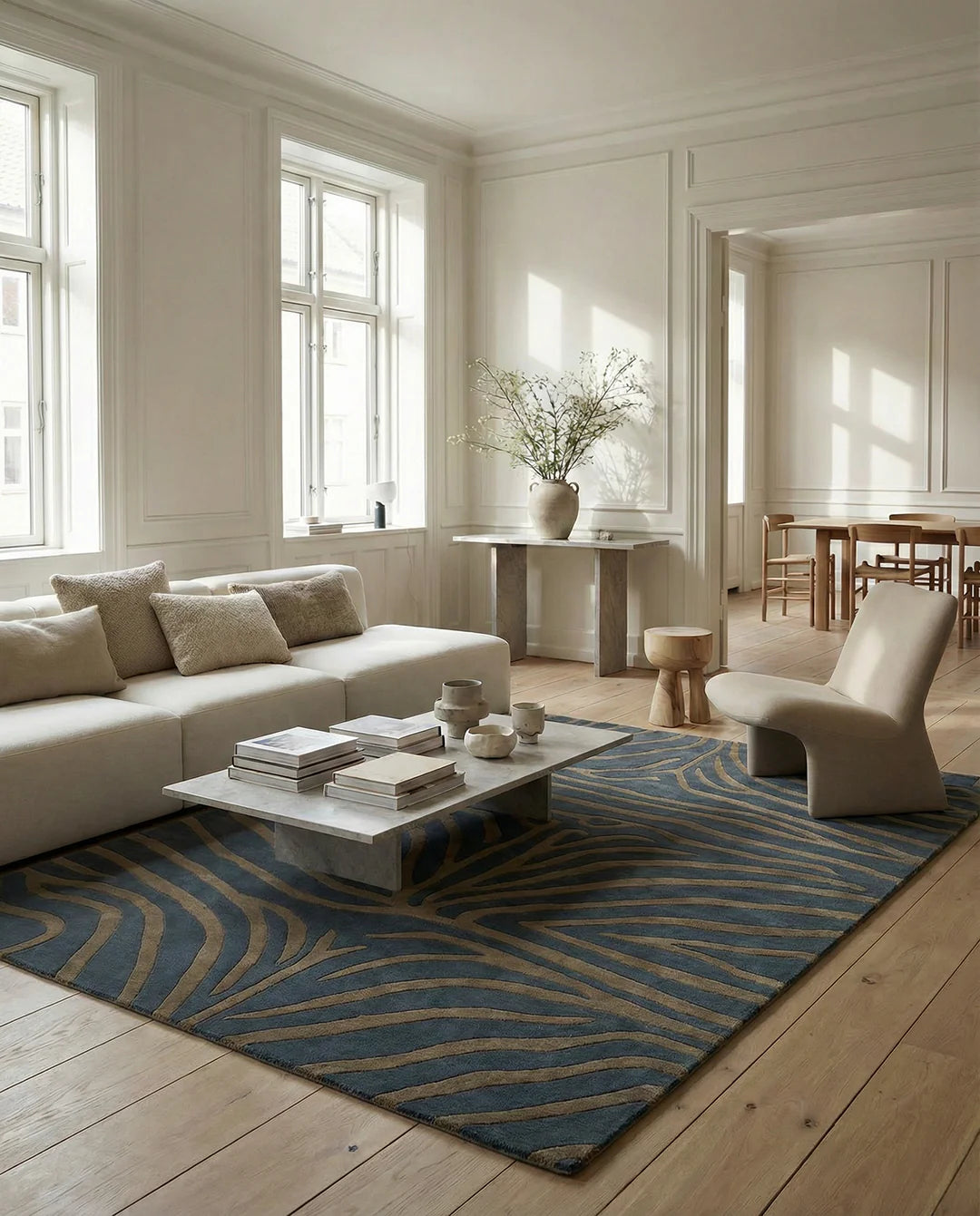 ZEBRA WOOL RUG, HORIZON, MANY SIZE