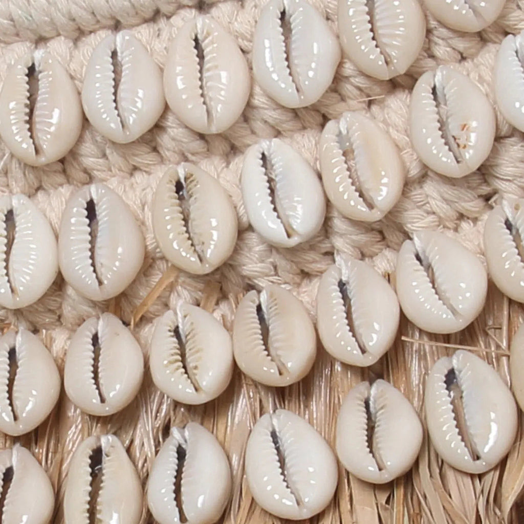 Raffia Cowrie Mirror - Natural White Ø 75