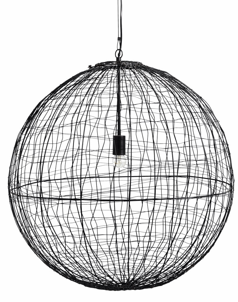 SELENE hanging lamp, black iron ball, D70