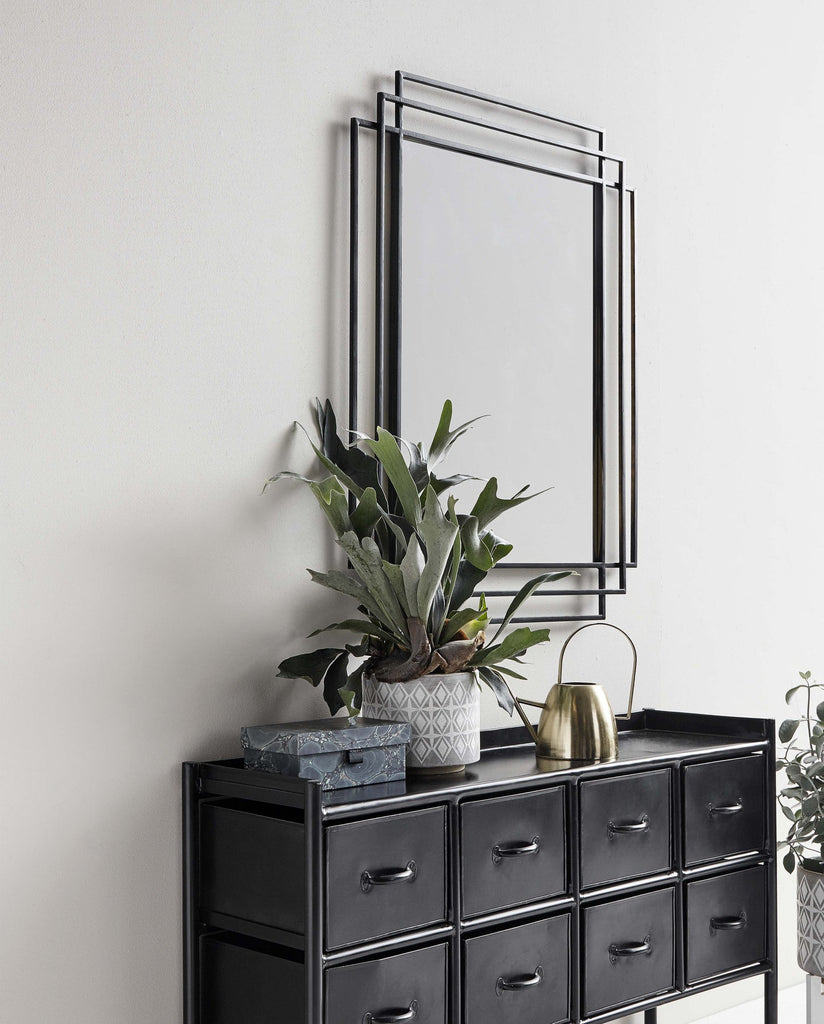MIRROR, DOUBLE SQUARE BLACK, 76 x 97 cm