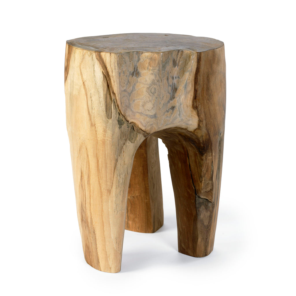 TEAK wooden stool, natural finish, Ø 30