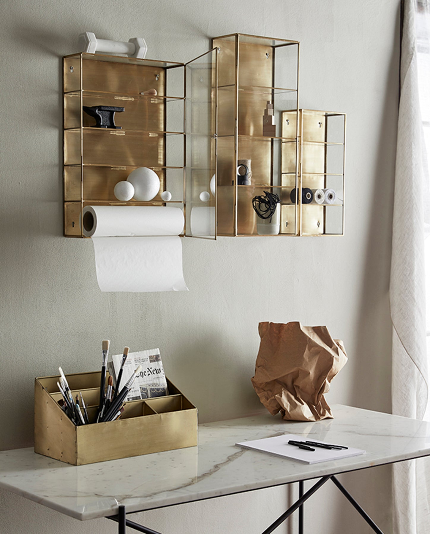 ADA WALL CABINET,S, GOLD