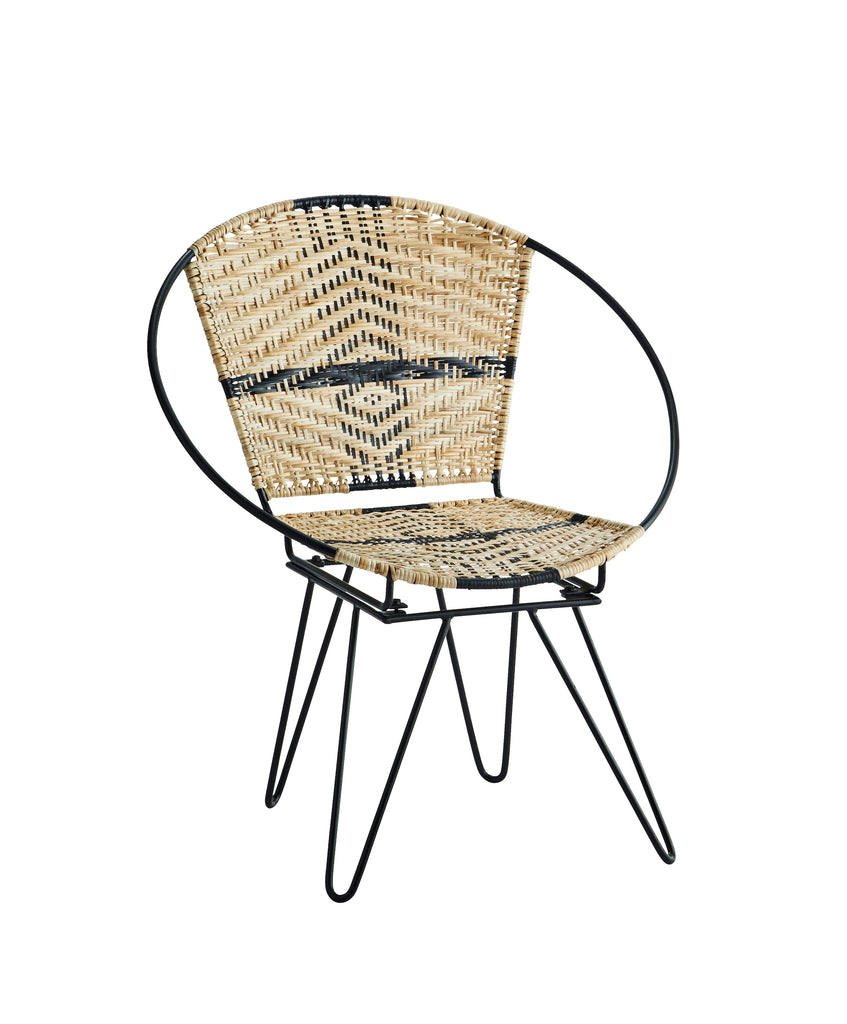 IRON LOUNGE CHAIR WITH RATTAN