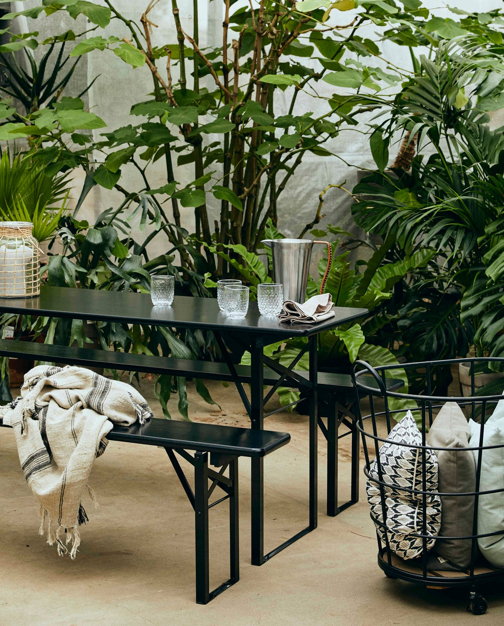 GARDEN TABLE/BENCH SET, 160 CM