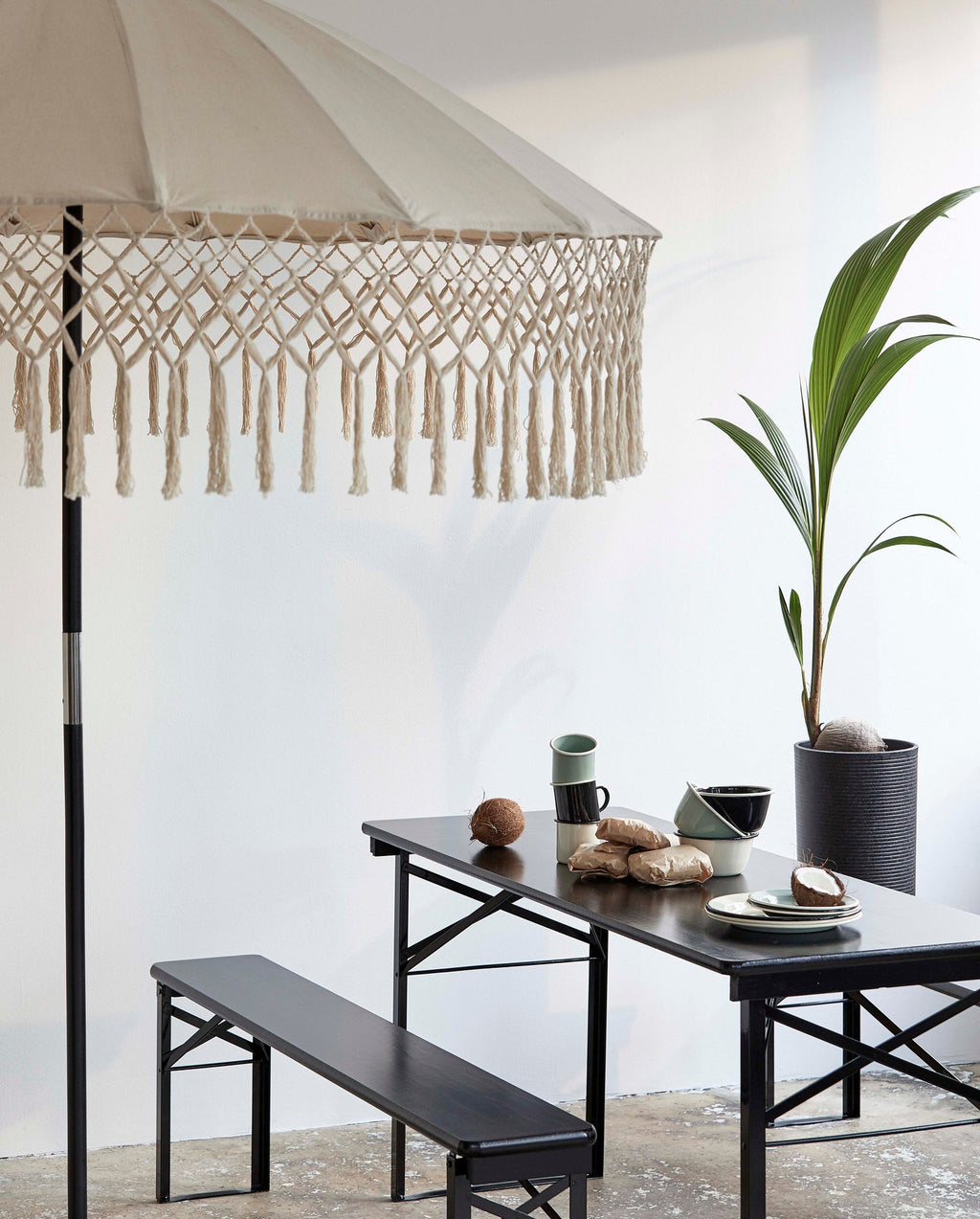 GARDEN TABLE/BENCH SET, 220 CM