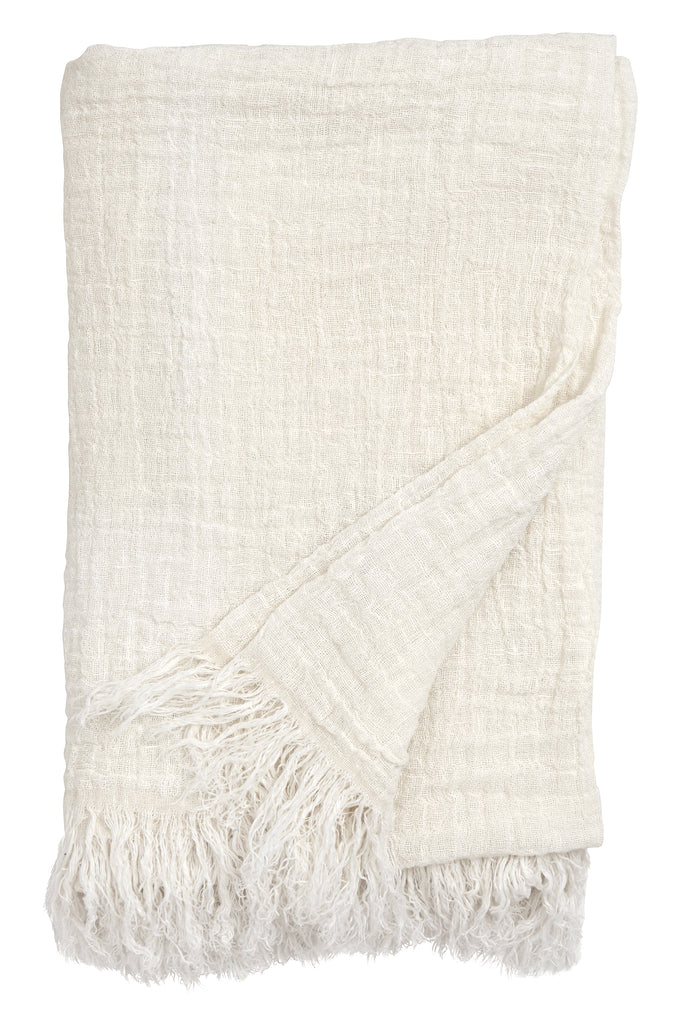 ALULA bed cover with fringes 270 x 270, linen, white