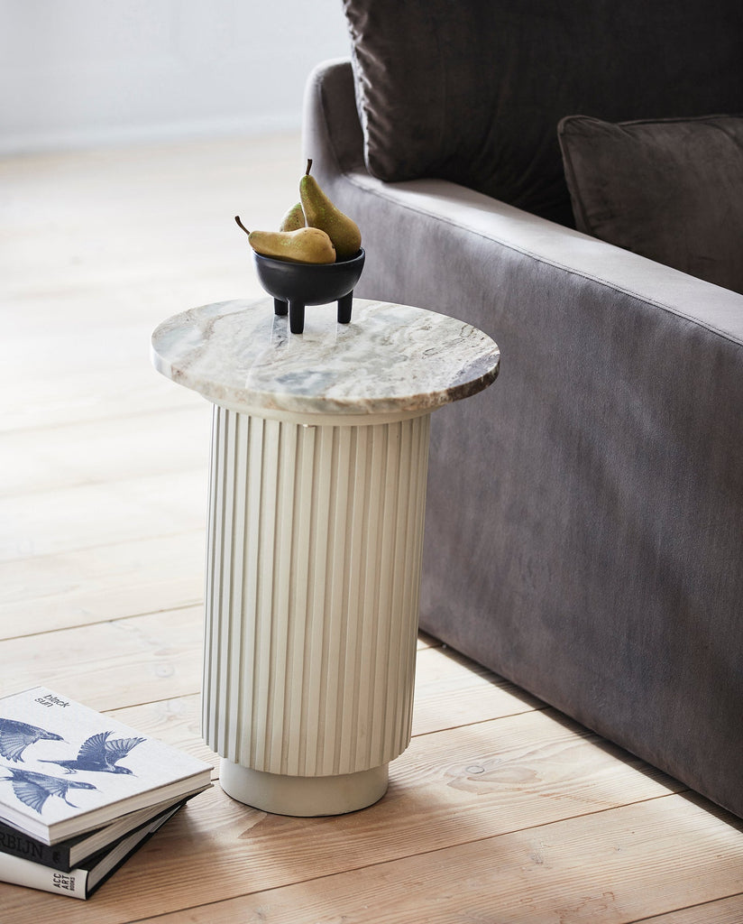 ERIE IVORY round side table, marble top, Ø 40