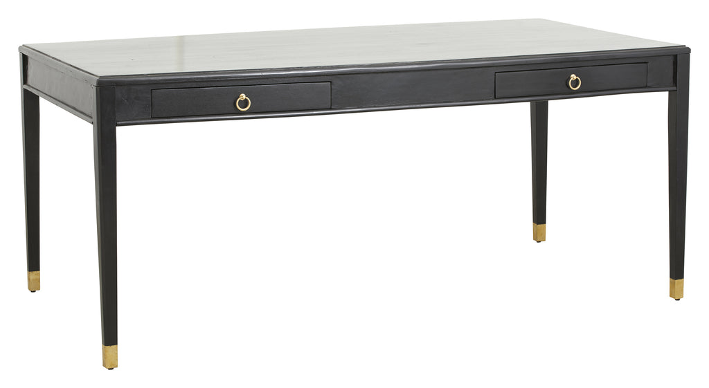 EMS desk with 2 drawers, black wood, 90 x 179