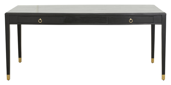 EMS desk with 2 drawers, black wood, 90 x 179