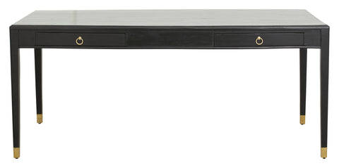 EMS desk with 2 drawers, black wood, 90 x 179