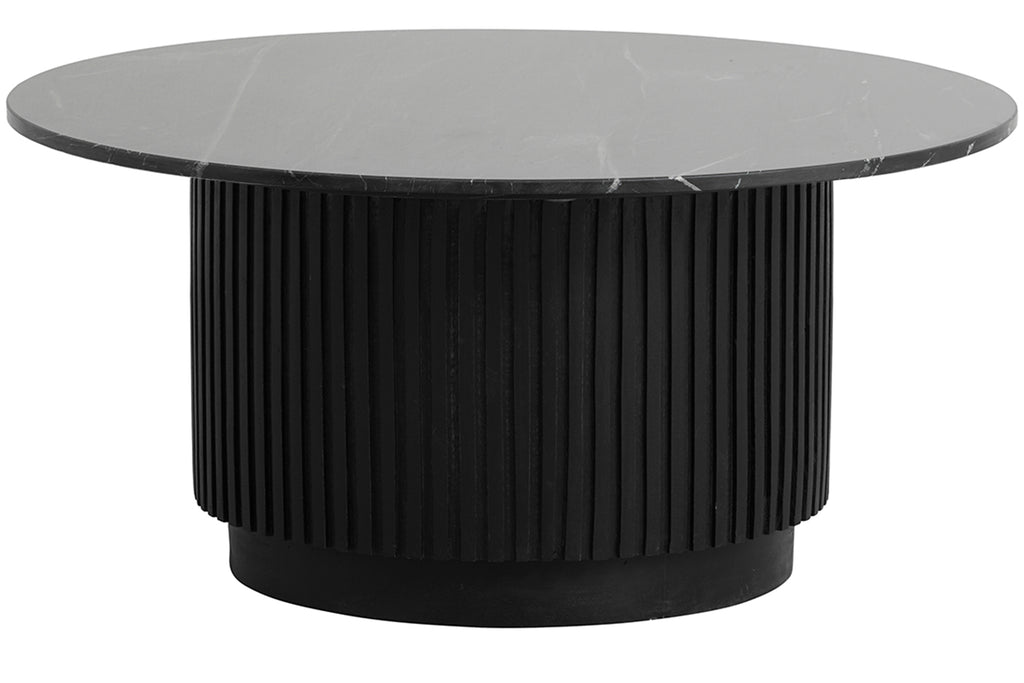 ERIE BLACK round coffee table, marble top, Ø 90