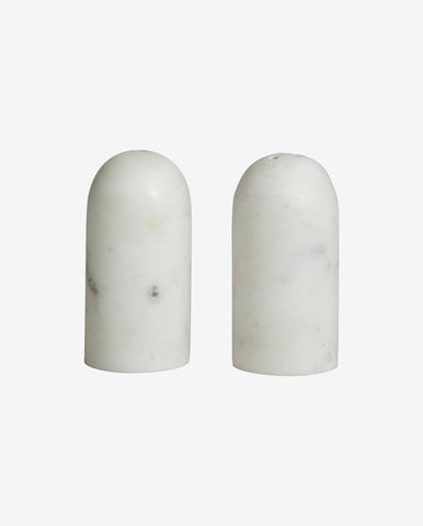 SUMAK SALT/PEPPER SHAKERS, WHITE MARBLE