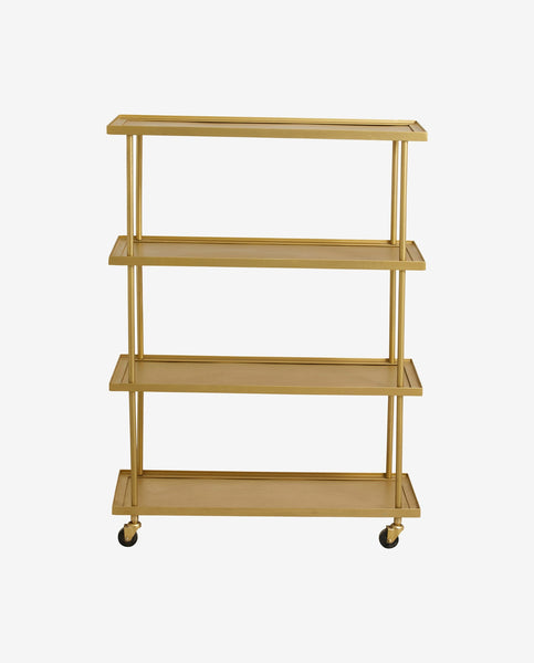 KAMO TROLLEY W/4 SHELVES, GOLDEN