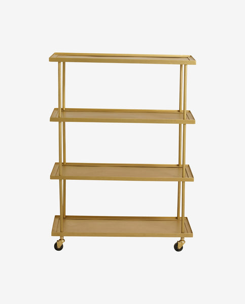 KAMO TROLLEY W/4 SHELVES, GOLDEN