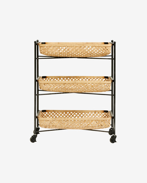 BAMBOO TROLLEY WITH METAL RACK