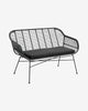 GARDEN BENCH WITH CUSHION, BLACK