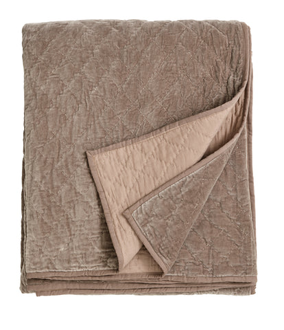 VELVET quilt, beige, bed cover 220 x 270