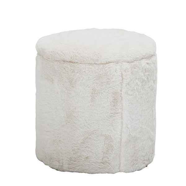 Siabella Pouf, White, Polyester  Ø 37