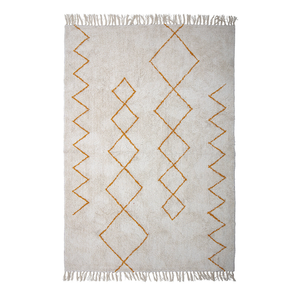 Rug Yellow Pyramid, Cotton, 140 x 200