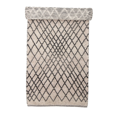 Rug Kaya, Grey, Wool, 80 x 250