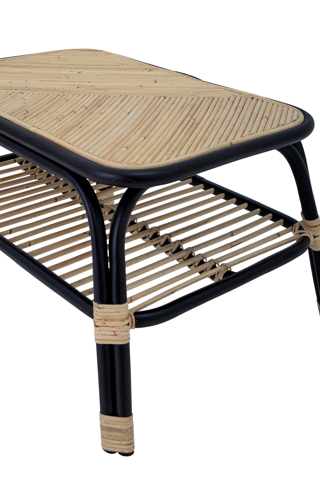 LOUE Side table, Black, Rattan