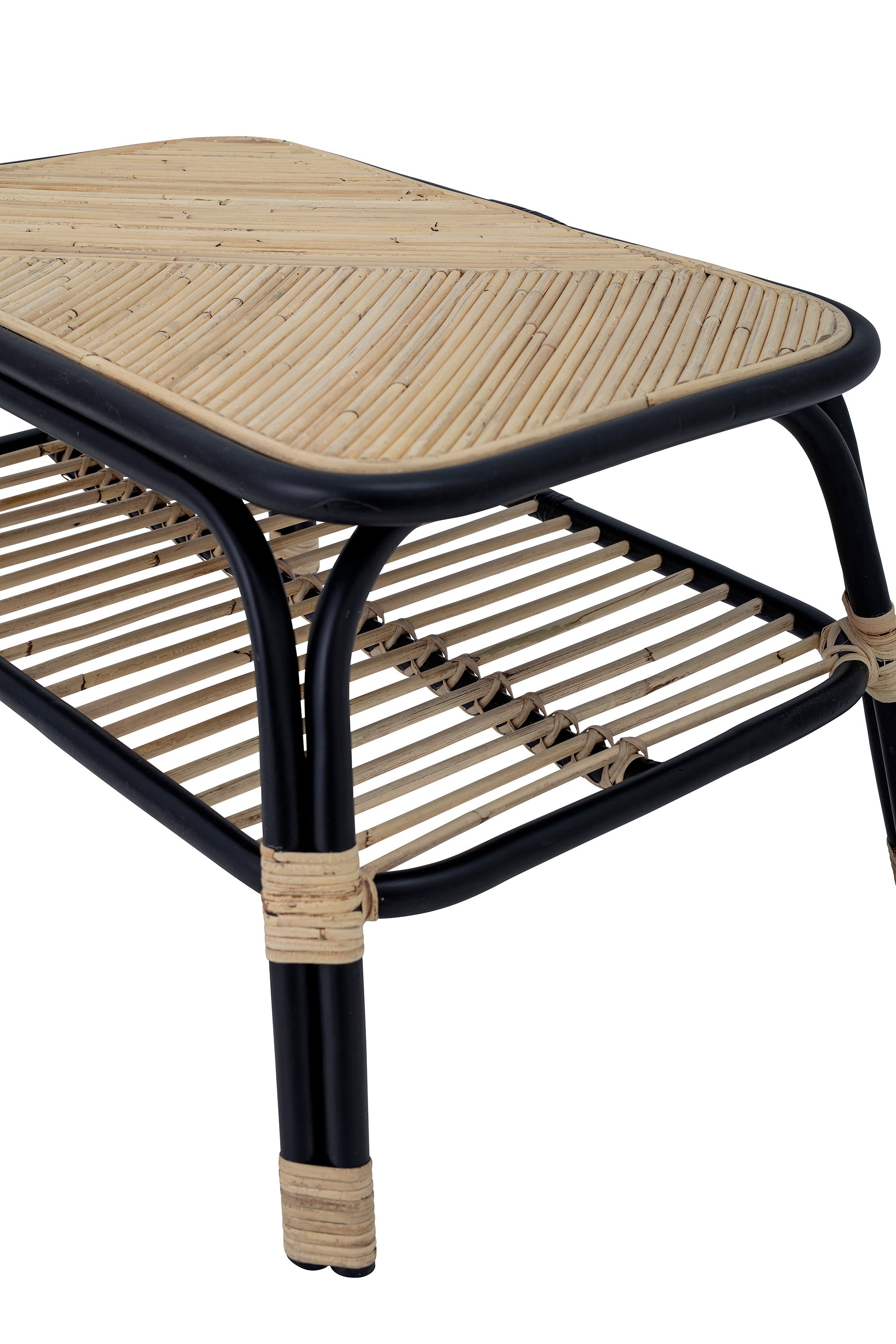 LOUE Side table, Black, Rattan
