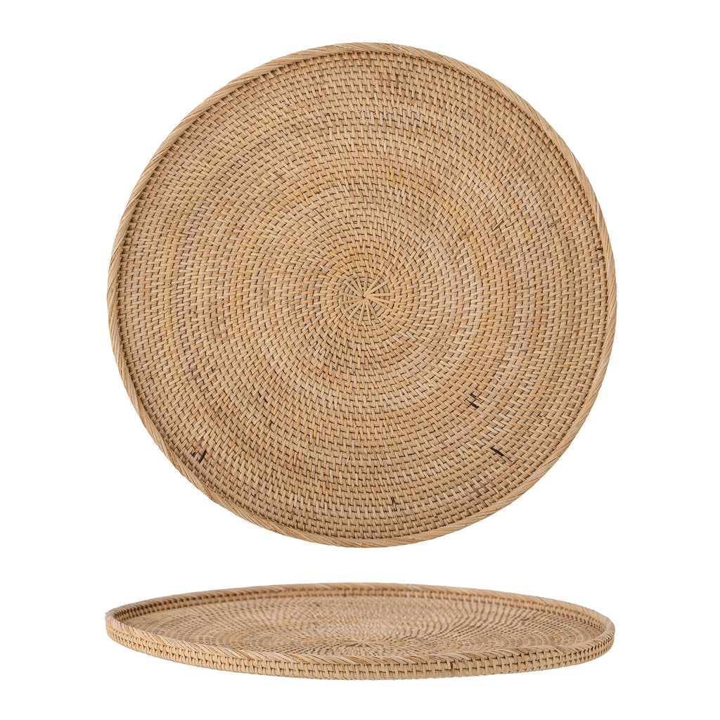 BAGGA Tray, Nature, Rattan Ø 45