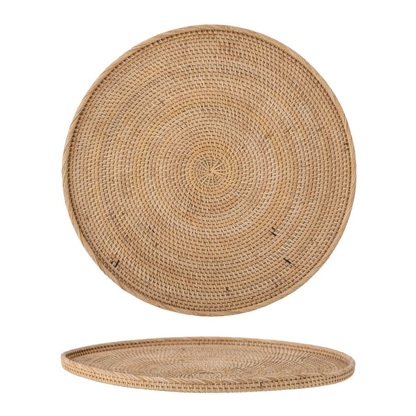 BAGGA Tray, Nature, Rattan Ø 45