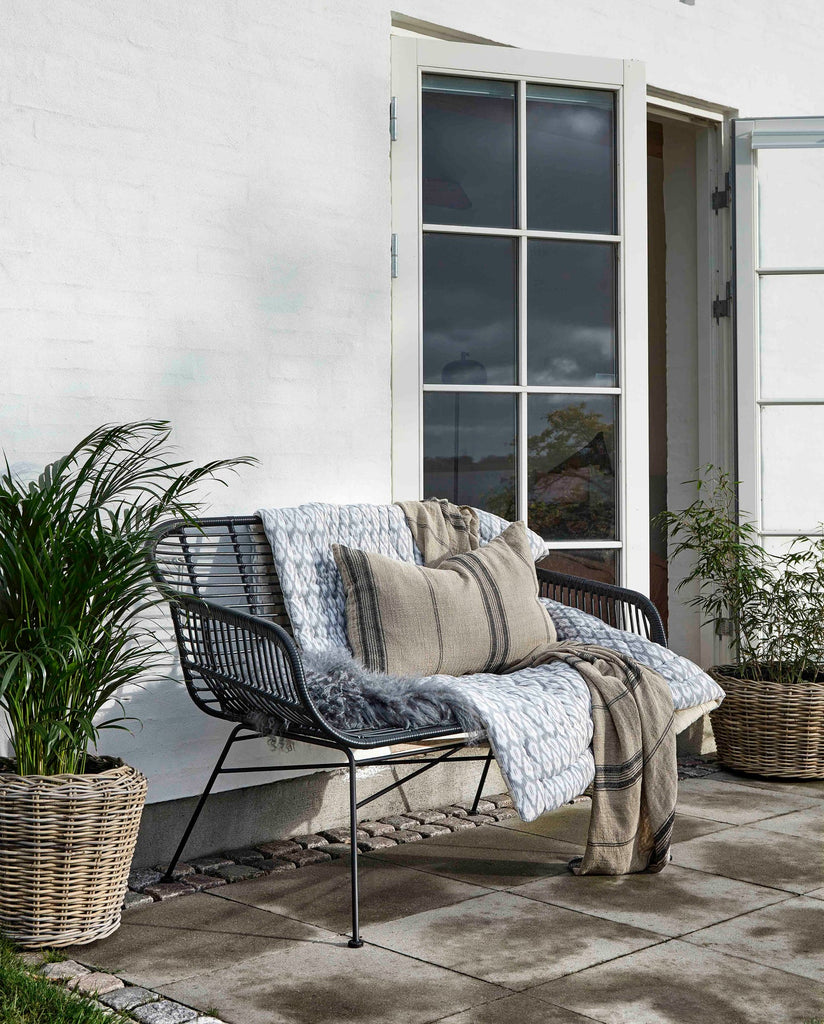 GARDEN BENCH WITH CUSHION, BLACK