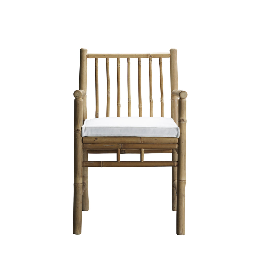 BAM DINING CHAIR WITH ARMREST | BAMBOO | WHITE, SAND, GREY or BLACK CUSHION