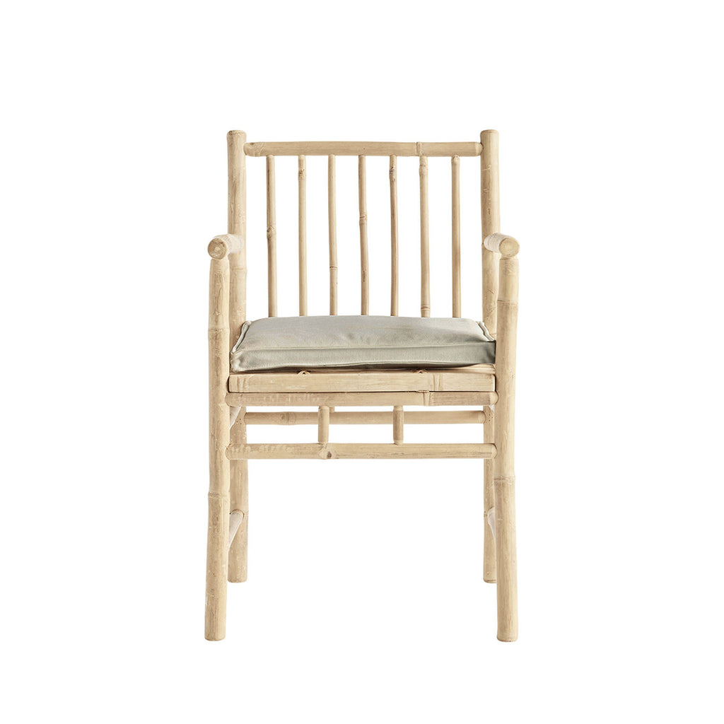 BAM DINING CHAIR WITH ARMREST | BAMBOO | WHITE, SAND, GREY or BLACK CUSHION