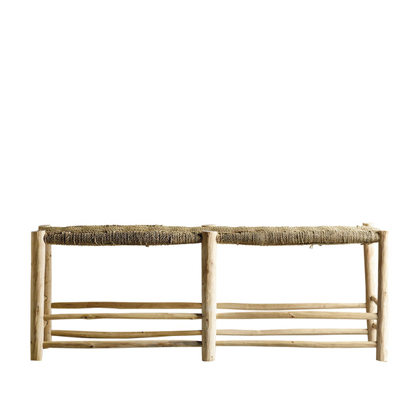 DOUM BENCH IN PALM LEAF & WOOD