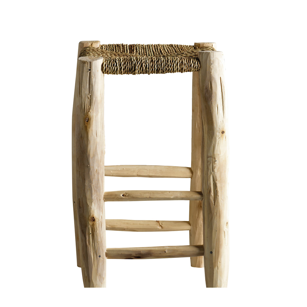 DOUM STOOL H 50, PALM LEAF & WOOD