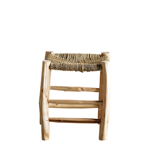 DOUM STOOL H 30, PALM LEAF & WOOD