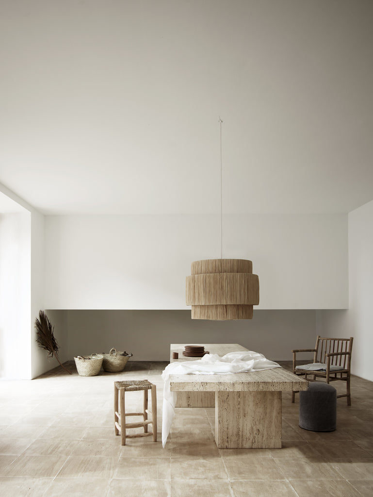 DOUM STOOL H 50, PALM LEAF & WOOD