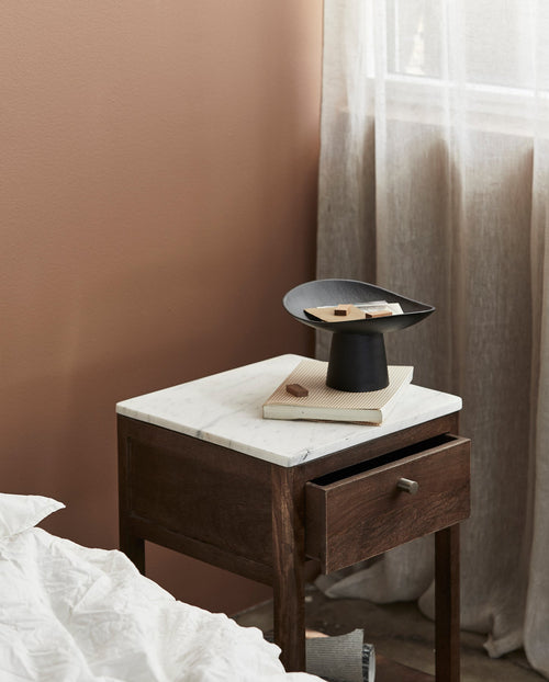 BILLE NIGHTSTAND, WOOD/MARBLE