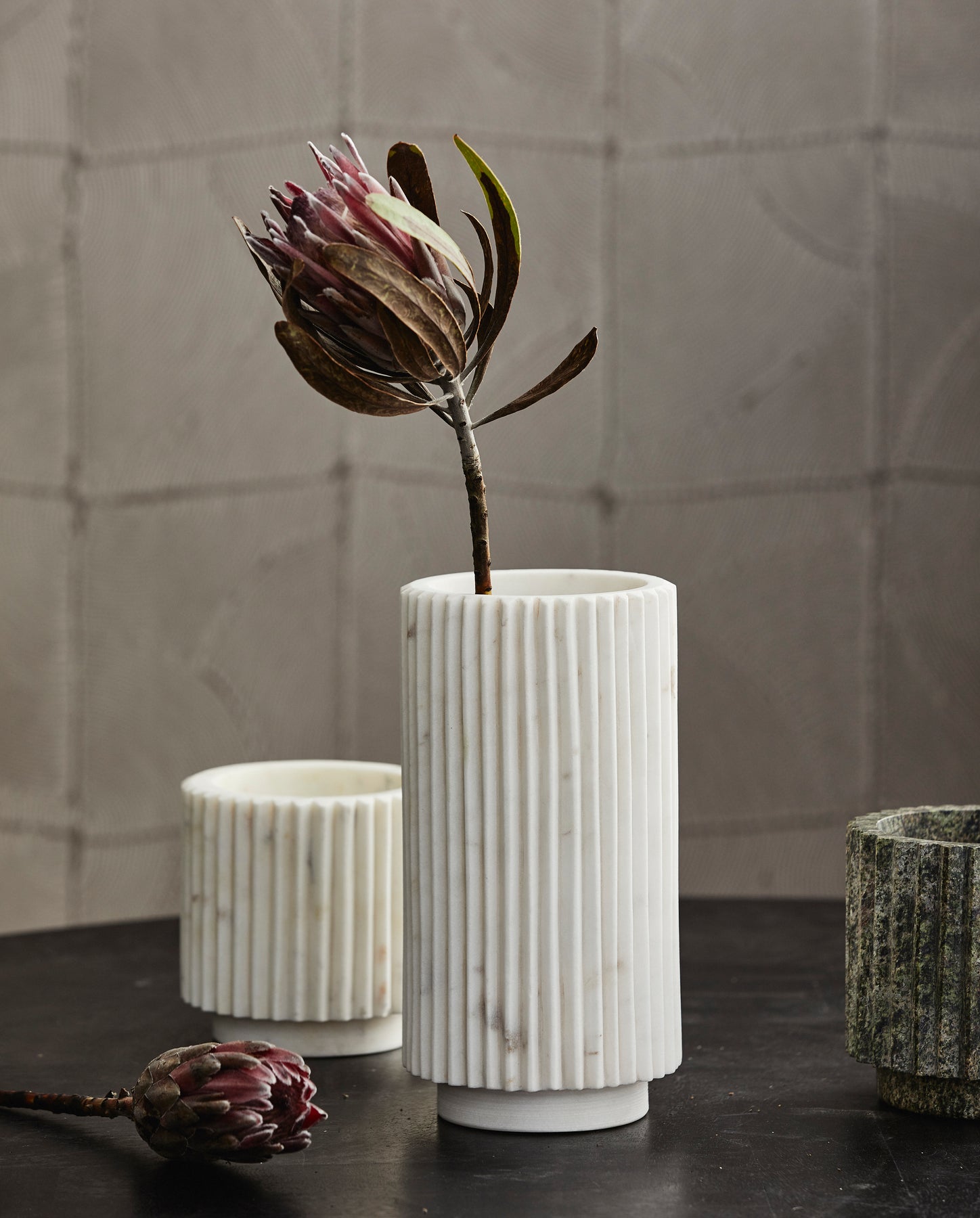 LOON VASE / WINE COOLER, WHITE MARBLE
