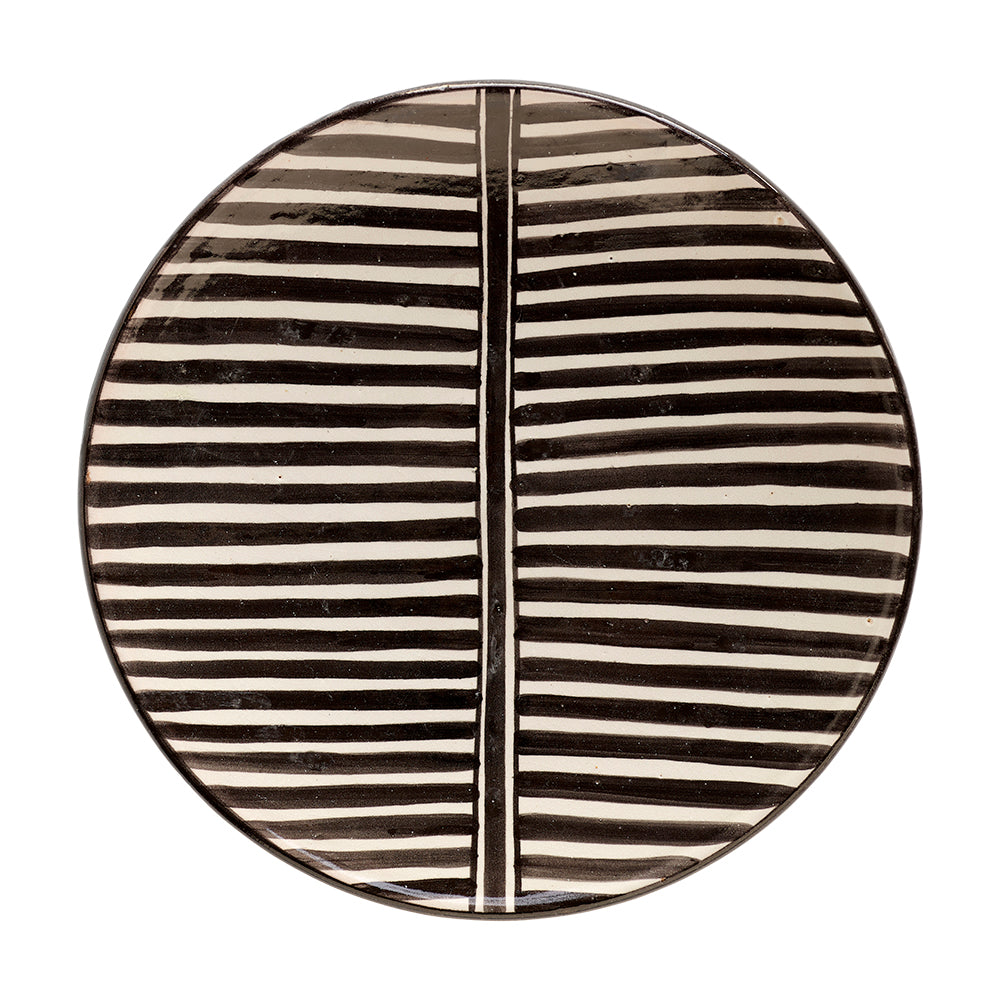 MAROCCO STRIPE PLATE Ø 25 CM, CLAY BLACK