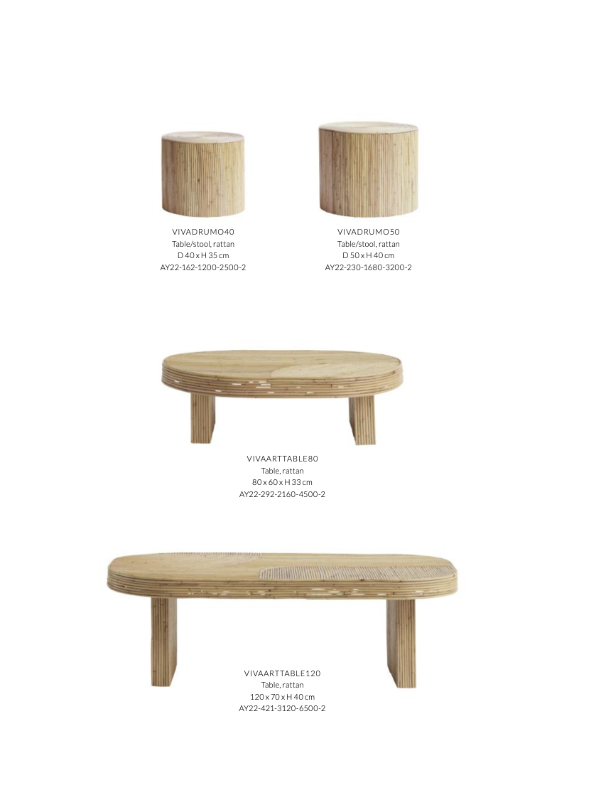 VIVADRUM TABLE/STOOL | RATTAN Ø 50 CM