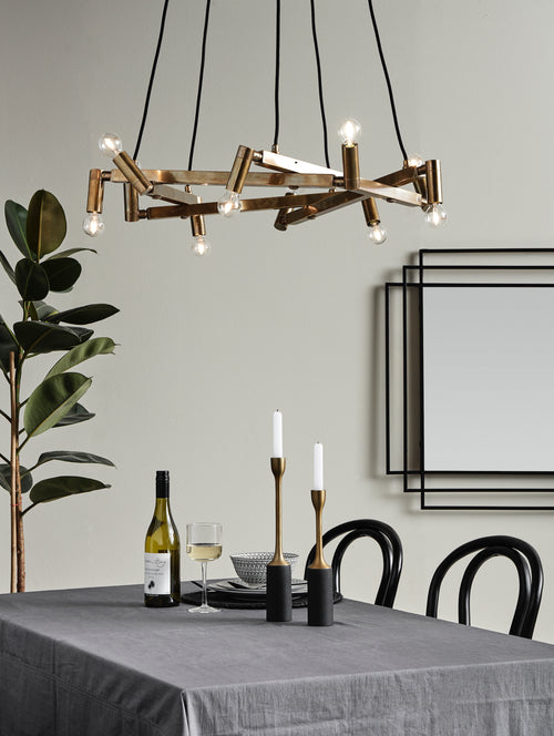 CHANDELIER Lamp, brass with 10 lights