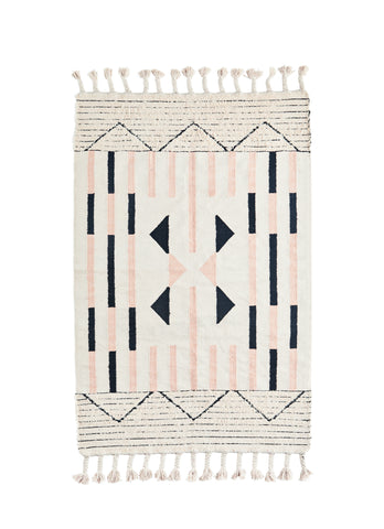 HANDWOVEN FRAYED COTTON RUG, 120 x 180 CM