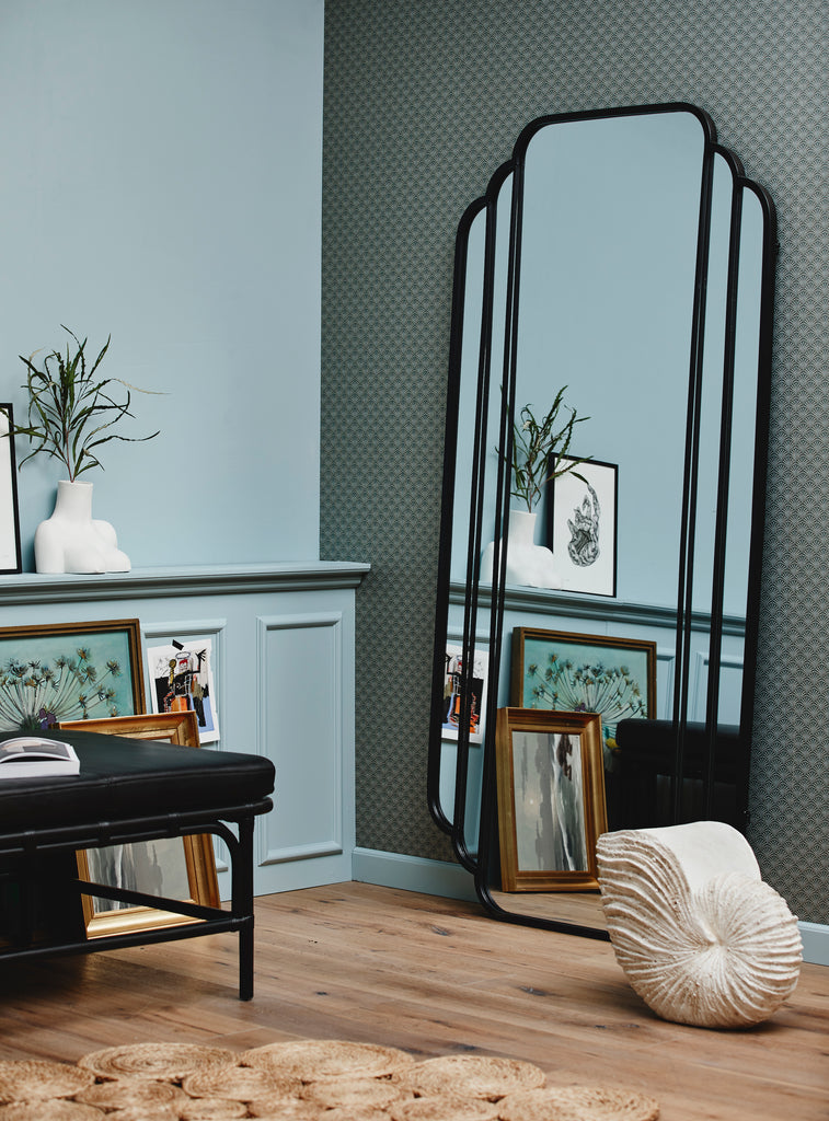 SKYLARK Iron wall mirror, black, 100 x 200 cm