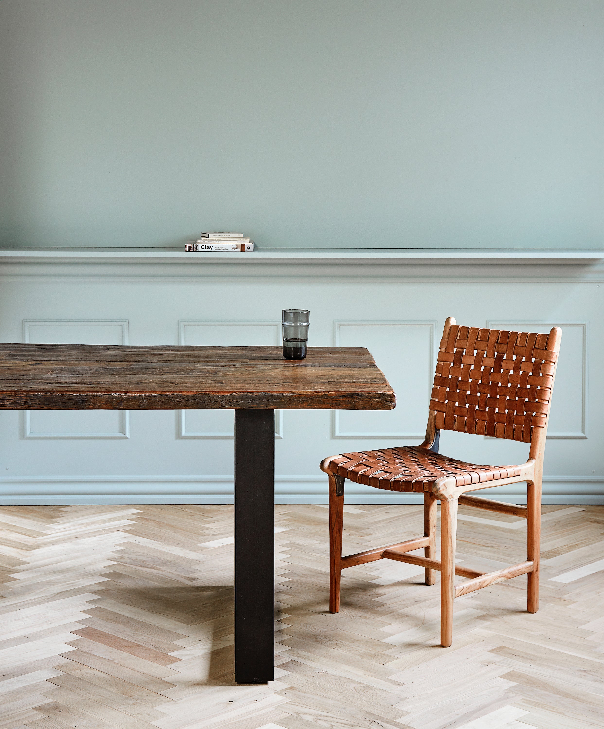 AYA dinner chair, brown leather/wood