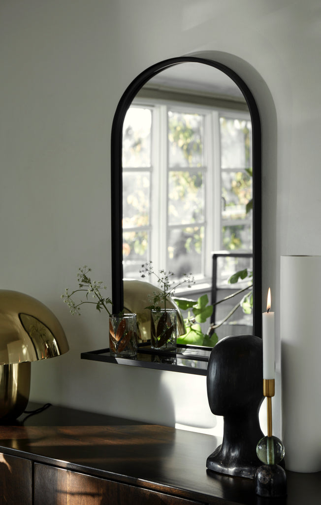 PIROL mirror with black glass shelf, 77 x 46 cm